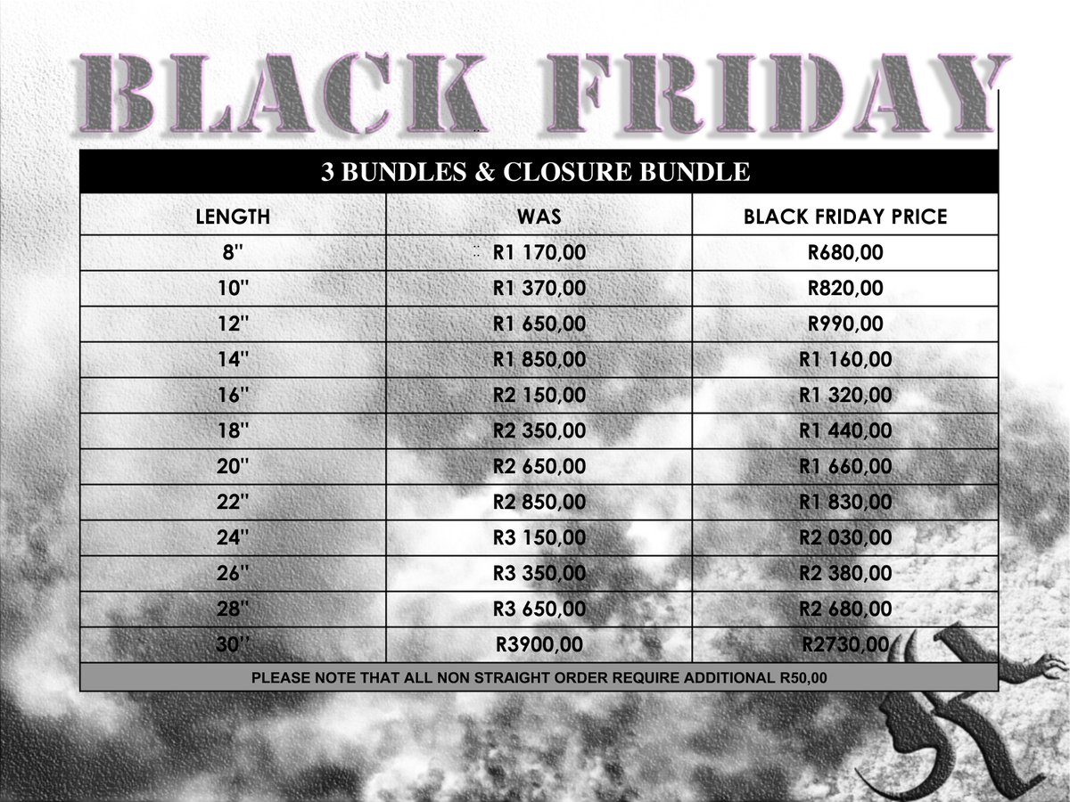 WeavesrusZA's tweet photo. 📢📢📢
Hey Dears 
We finally have you covered, #BlackFriday #WeavesRus Style, no lines, no sweaty shops and no pushing and shoving. 
👀our thread and following posts regarding how to order and get yourz.
Prices are on 🔥🔥🔥🔥 https://t.co/LT0GDMOQVH