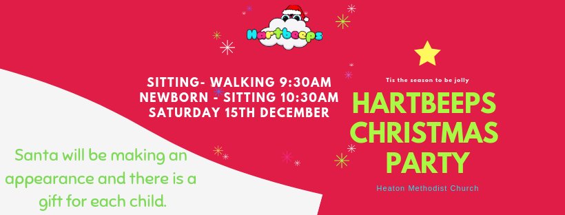 Still a few spaces left in our Hartbeeps special Christmas party #babyandtoddlergroup #hartbeepsfun #weekend
Don't miss out, BOOK NOW!
ow.ly/Lxwv30mGgR3