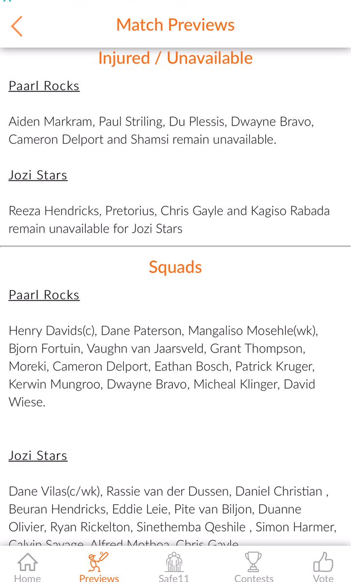 Probable_11's tweet photo. #MSLT20 #MzansiSuperLeague #ChrisGayle #Delport #Bravo #PRvsJOZ
#PaarlRocks #JoziStars
FREE Teams & Match updates available on our app.
Download #probable11 now to get daily Cricket & Football updates
App link
Android:
https://t.co/iii4DwV3L0
IOS:
https://t.co/ZkQP0lkoud https://t.co/71C6vTy5zH