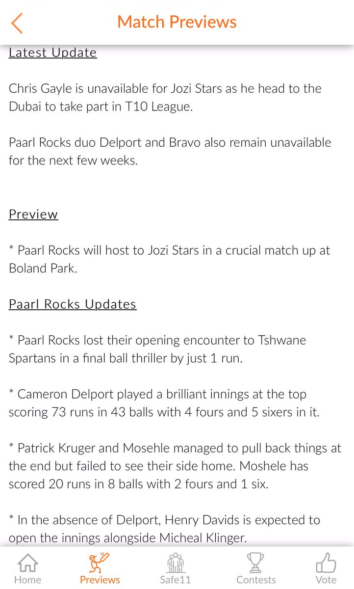 Probable_11's tweet photo. #MSLT20 #MzansiSuperLeague #ChrisGayle #Delport #Bravo #PRvsJOZ
#PaarlRocks #JoziStars
FREE Teams & Match updates available on our app.
Download #probable11 now to get daily Cricket & Football updates
App link
Android:
https://t.co/iii4DwV3L0
IOS:
https://t.co/ZkQP0lkoud https://t.co/71C6vTy5zH
