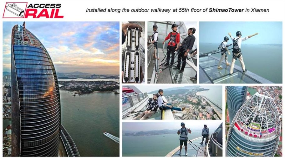 Harken_SandR's tweet photo. Harken Industrial Access Rail system installed on the outdoor walkway of the Xiamen Shimao Straits Tower in China offering incredible views from the 55th floor!
#HarkenIndustrial #AccessRailSystem #FallRestraint #Architecture #Safety https://t.co/hgI9Q17K8l