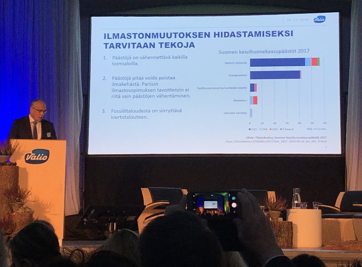 ami_lammi's tweet photo. ”Ilmastonmuutoksen paras lääke on toiminta” toteaa @ValioFi @JuhaNousiainen, #hiilineutraali #maitoketju Valion asettama tavoite #Ilmastoseminaari18 https://t.co/oyi2VZlmGT