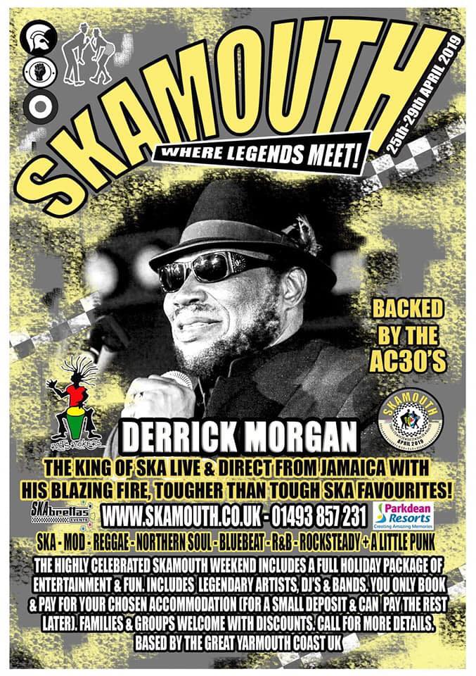 As well as playing our own set we will be the backing band for Derrick Morgan at Aprils <a href="/Skamouth/">Skamouth</a> #derrickmorgan #theac30s #ska #rocksteady #reggae #skamouth