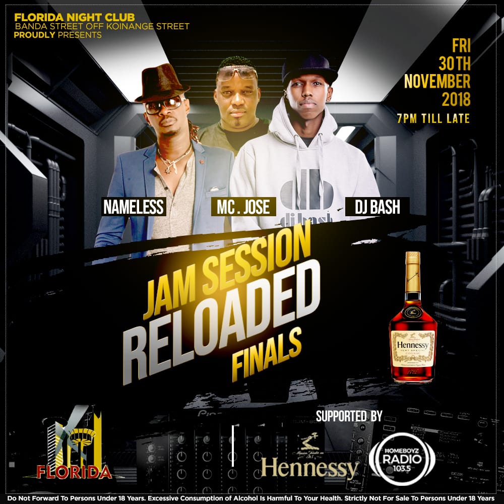 HomeboyzRadio's tweet photo. Issaa big one #JamsessionReloaded finals going down @FloridaNairobi with @namelesskenya x @DJBashKenya x MC Jose Save the date https://t.co/dM6HRV5BuC