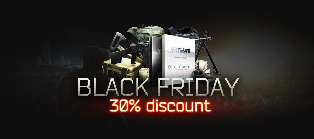 bstategames's tweet photo. #BlackFriday is coming and with it a 30% discounts on all types of pre-orders in honor of that special day!

Start of discounts: 11/23/2018 at 00:01 MSK. 
End of discounts: 11/24/2018 at 00:01 MSK. 

Pre-order page: https://t.co/YCZsNXFDIy 

Get ready to #escapefromtarkov! https://t.co/GauVuAHsUR