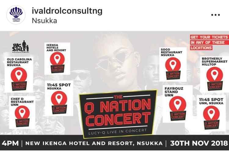 Coal_City's tweet photo. Still looking for where to get your tickets for the #QNationConcert?
Here are some locations within Enugu and Nsukka.
@Bignsmallent1 https://t.co/xzMvdB9FvP