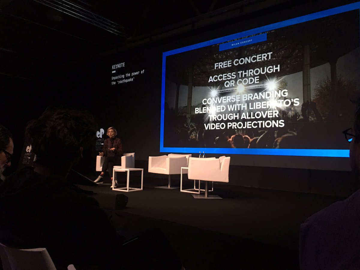 Giulia_Belloni's tweet photo. “Being where they are is crucial to understand what the youth thinks and wants” - Manuela Strippoli talking about the collaboration between @Converse and Liberato at #ePSummit2018 https://t.co/BmqsYZhnqA