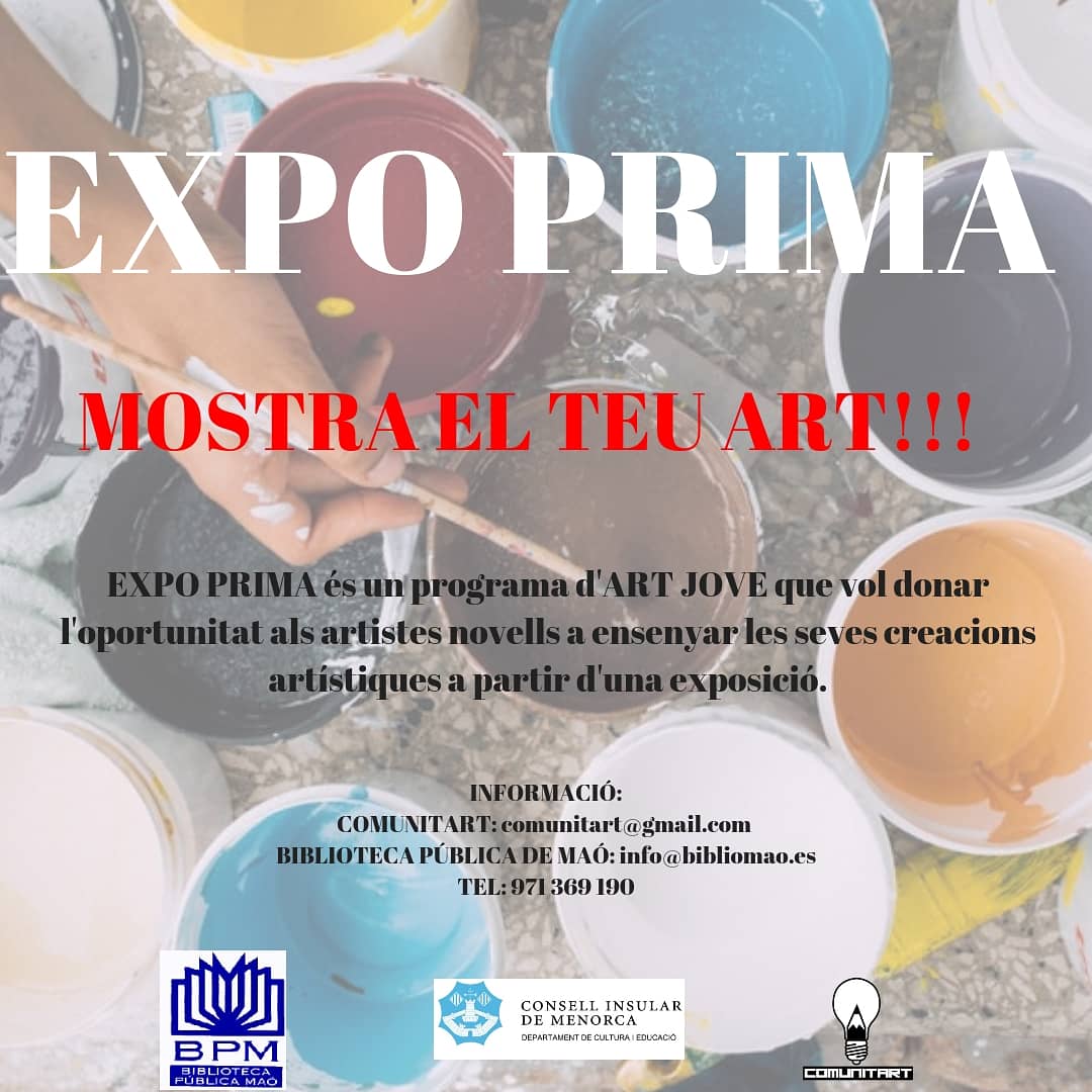 comunitart's tweet photo. ➡️Seguim cercant artistes novells!! ANIMA'T!!!! #comunitart #art #cultura #Bibliomaó #BibliotecaPúblicadeMaó #Maó #Menorca #artistesplàstics #Alaior #EsCastell #SantLluís #Mercadal #EsMigjornGran #Ferreries #Ciutadella #exposició #ExpoPrima #artistes #artistesnovells https://t.co/vRMGEbzGb7