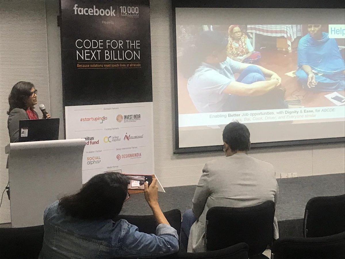CFNB2017's tweet photo. .@HelperForU, a #startup that aims to remove middlemen in the hiring of unskilled &amp; semi-skilled helpers, pitches at the Startup Showcase session. #CFNB2017 #CFNB2018 https://t.co/KuNQCvFFzw