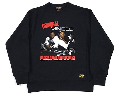 BBPBXINC's tweet photo. B.D.P.の1st Album"Criminal Minded"をあえて色数を抑えたシルクスクリーンプリントにすることで当時のプロモアイテム風にデザインされたスウェットシャツ、極少数入荷しました →  https://t.co/9TU0KA7HHM https://t.co/TKQnIRTDMc