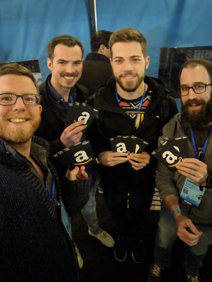 Just won the @Grammarly trivia at <a href="/droidconSF/">droidcon San Francisco</a> with <a href="/vanniktech/">Niklas Baudy</a> @kandroidj and <a href="/myotive/">☆</a> as The Jake Whartons! #DCSF18 cc <a href="/JakeWharton/">Jake Wharton</a>