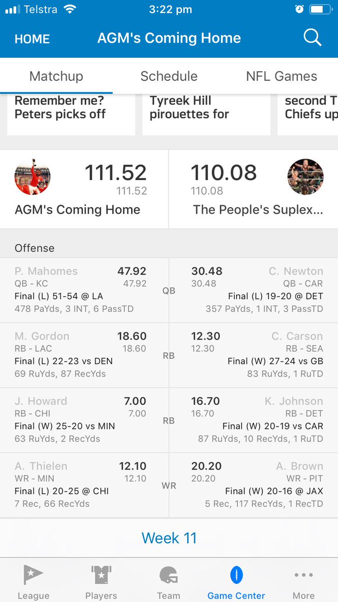 Had a pretty ridiculous comeback! <a href="/andyholloway/">Andy Holloway</a> <a href="/FFHitman/">Mike Wright</a> <a href="/jasonmoore/"></a> <a href="/evansilva/">Evan Silva</a> <a href="/allinkid/">Jake Ciely</a> <a href="/agmcommishlyfe/">AGMCommissioner</a>