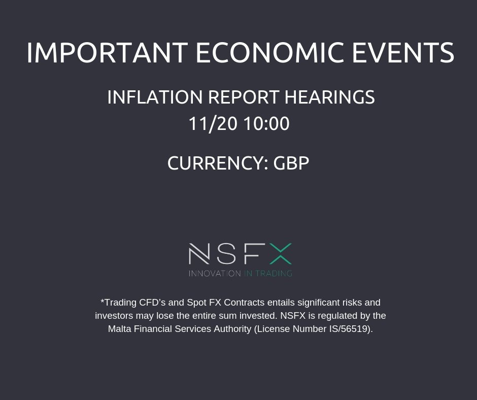 NSFX_Trading's tweet photo. IMPORTANT ECONOMIC EVENTS: Inflation Report Hearings. 11/20/2018 10:00. CURRENCY GBP. https://t.co/hEHINbX8MW  #CFD #ECN #finance #economy #innovation #market $earn #trading #traders #NSFX #currency #MT4 #daytrading #FXsignals #RT #FX #News. https://t.co/KNTzCPzzZT