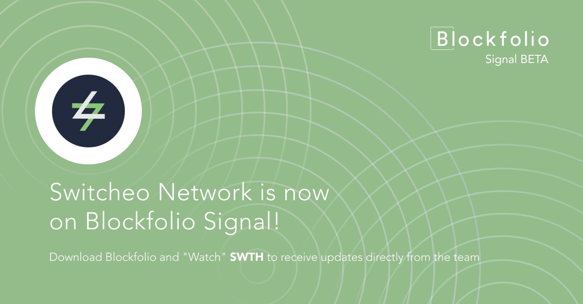 SwitcheoLabs's tweet photo. #Switcheo is proud to be a part of @Blockfolio Signal!
All our latest updates will now be directly available on @Blockfolio. Make sure to enable notifications from the app to get our updates.
#SwitcheoCallisto $SWTH $ETH #ETHDEX https://t.co/fydXgsoquT