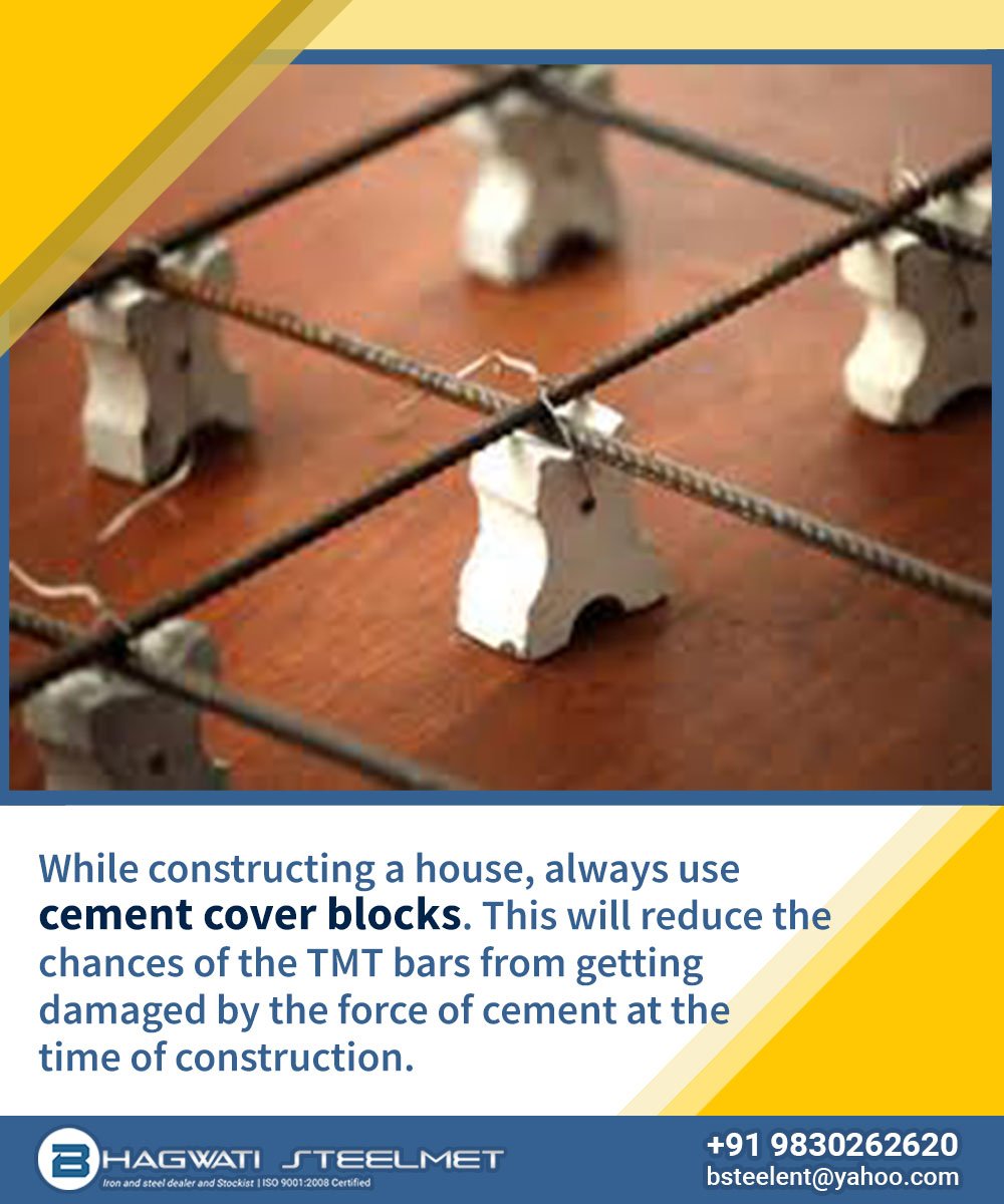 Bhagwati__Steel's tweet image. Don&apos;t use normal cover blocks while constructing a house. Have a look what will you use instead of normal cover blocks. 

#HomeBuildingTips #BhagwatiSteelmet