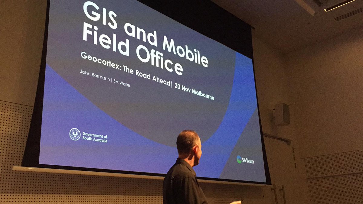 AAMGroup's tweet photo. We are excited to hear what John Bormann from @SAWaterCorp has to share with us at #Geocortex event Melbourne.
#AAMLive! https://t.co/12txOmawpa