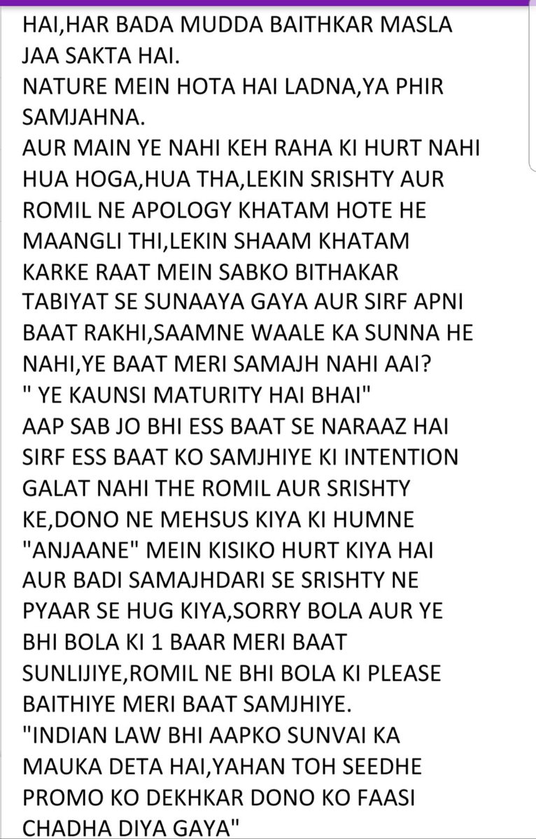 ManishNaggdev's tweet photo. Sorry for the delay in responding.
Bade he pyaar se peshh kar raha hoon.umeed karta hu aap sab samjhne ki koshish karenge.๐ @SrSrishty
#SrishtyRode #bb12
#openletter https://t.co/Kguu30hjVl