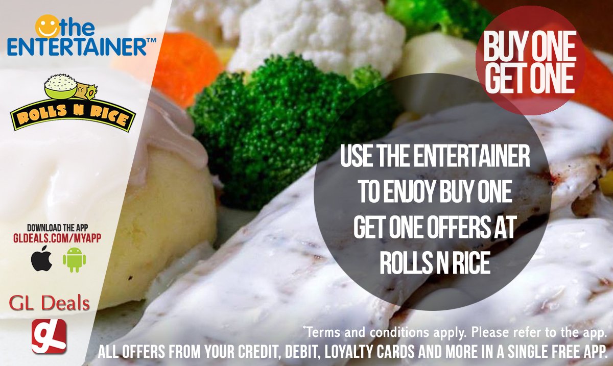 Enjoy buy one get one offer at Rolls N Rice through The Entertainer.

Download GL Deals app now for free. gldeals.com/myapp #instalike #tagsforlikes #mydubai #uae #offers #app #appstore #iosapp #googleplay #android #ios #gldeals #deals #discount #rollsnrice #theentertainer