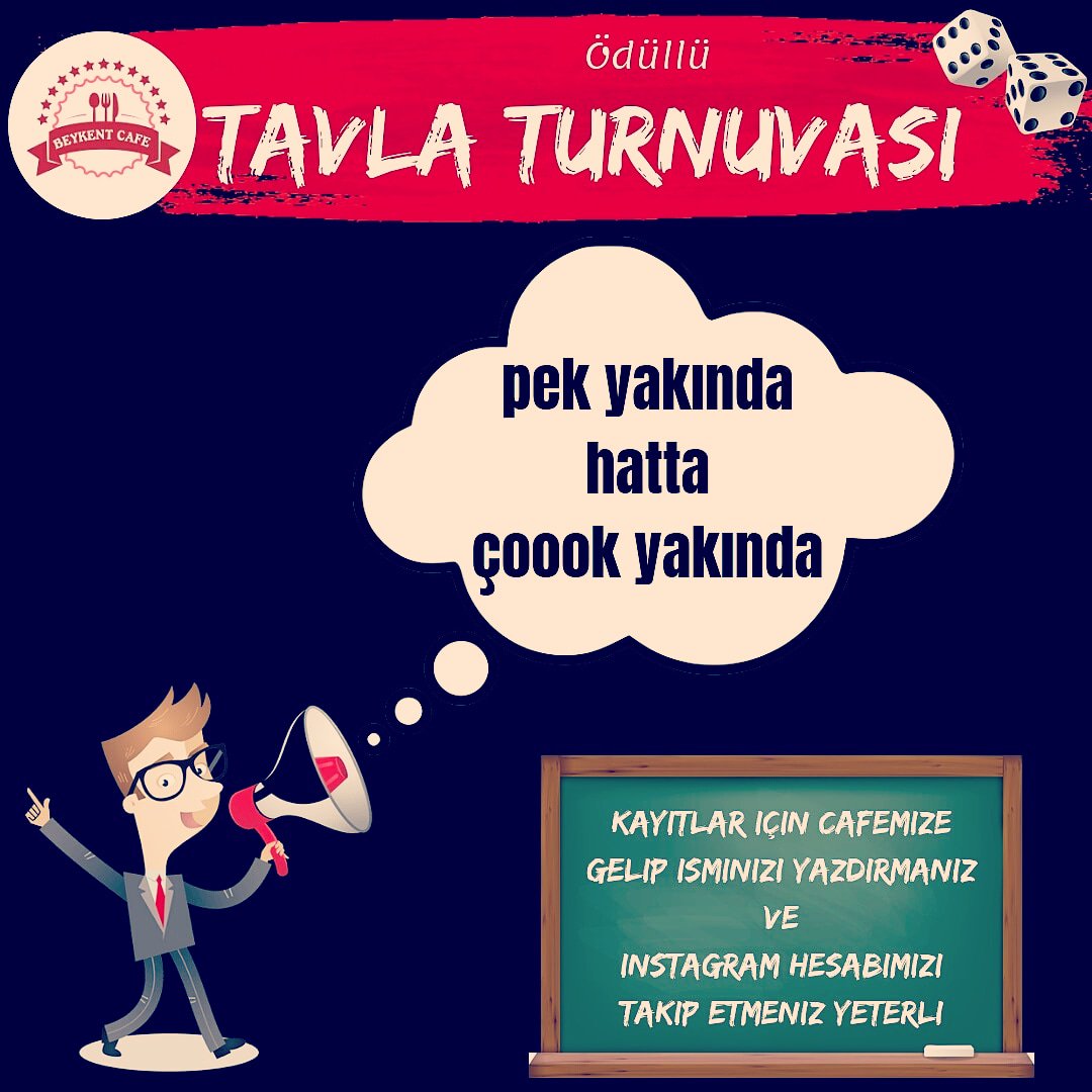 📣 Ödüllü Tavla Turnuvası 🎲
Çok iyi oynarım 2 mars 🚀bi düz yaparım 🛌 diyorsanız...
🎲
Cafemize gelip kayıt olursanız ✏
🎲
Hep yek takılmayıp kampüste iş yerinde gördüğün her yerde tavlacı arkadaş eşrafına haberdar edip 🗣👂 bol bol rakip bulursanız
🎲
En kısa zamanda başlarız