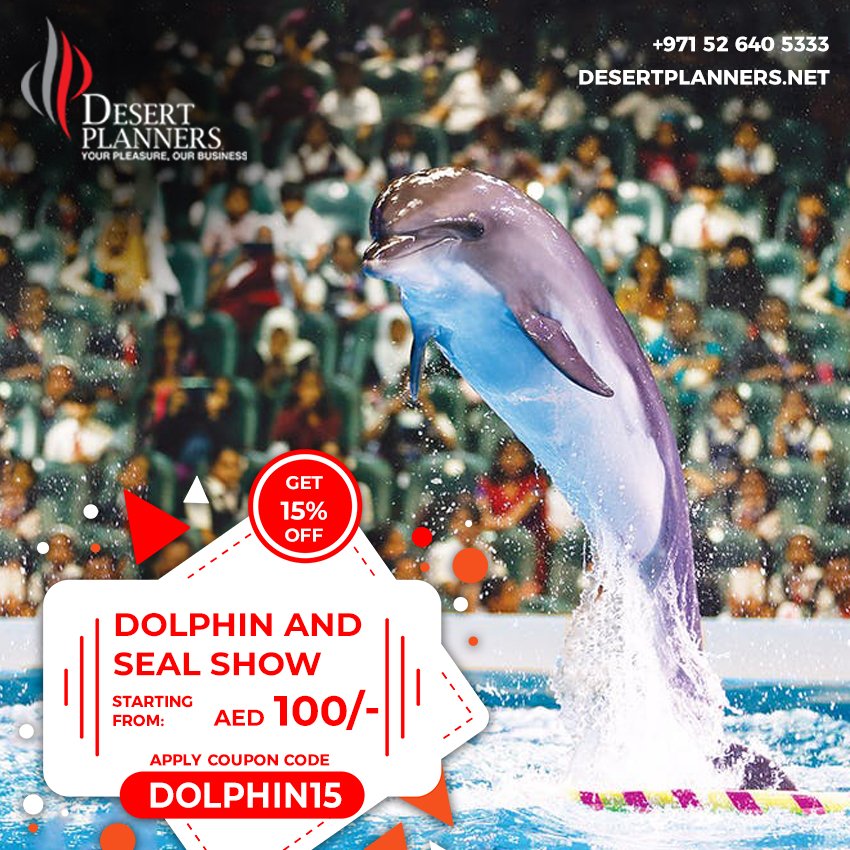 desertplanners's tweet photo. @desertplanners offers you attractive Dolphin and Seal Show, Exclusive offer get 15% off on Dolphin and Seal Show, limited time Period offer.
Apply Coupon Code: DOLPHIN15
https://t.co/TpAmIltcOy
Contact us for best deals on +971 52 993 7297 or Email us on sales@desertplanners.net https://t.co/k54f9kNsDp