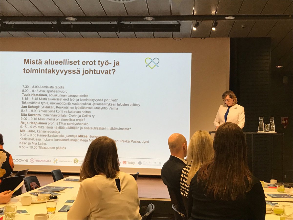EkrothMaria's tweet photo. ”Tutkijoilla meni 1/4 tutkimusajasta rahoituksen etsimiseen, näin ei pitäisi olla. Lääketieteellisen tutkimuksen rahoitus on varmistettava”, Tuula Haatainen #kestavaterveys #reumaliitto #reumatutkimus https://t.co/mYEpUNwNE2