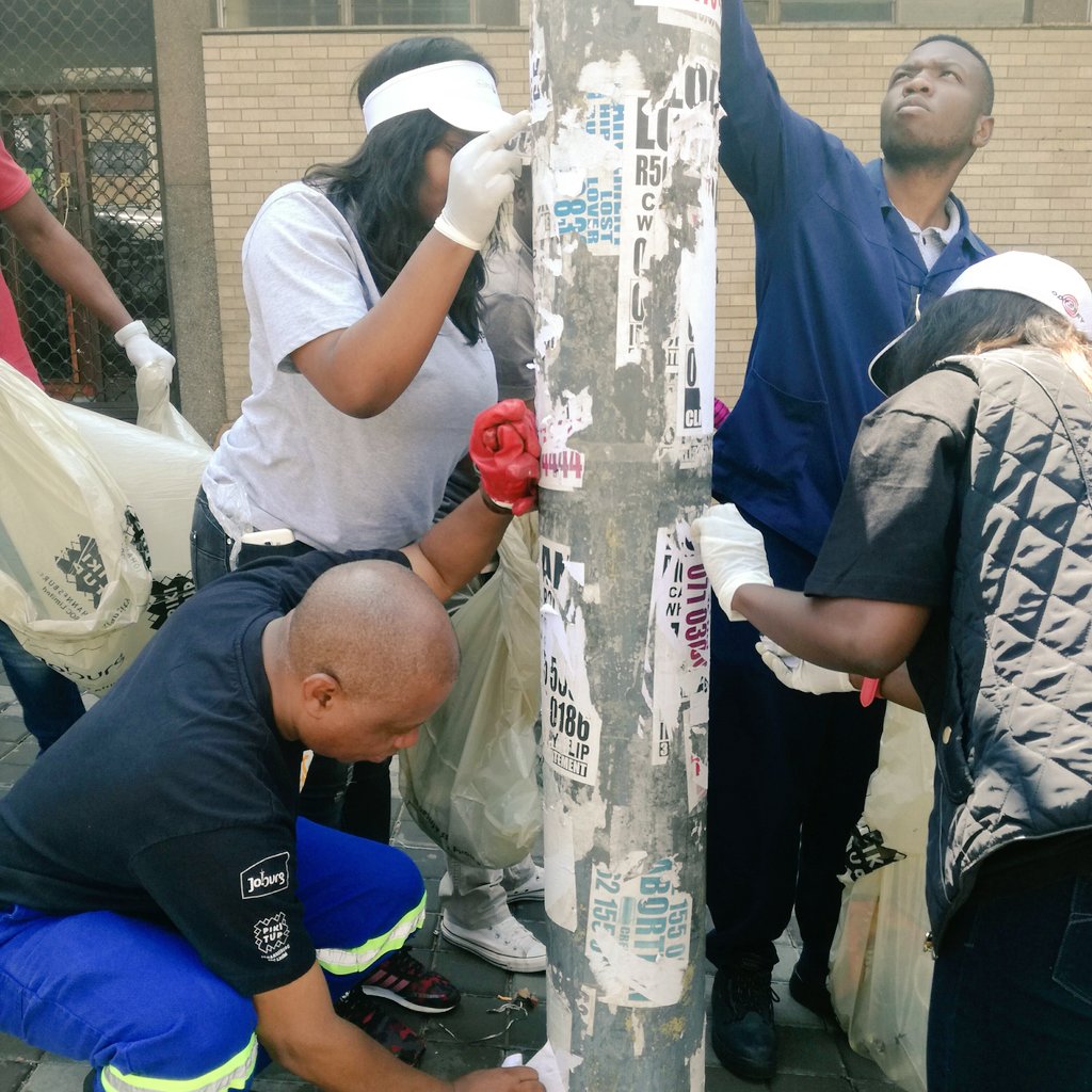 CityofJoburgZA's tweet photo. #Aresebetseng Annoyed by the illegal advertising posters because they make our City filthy? Feel free to remove them.

For more information on advertising, 📲 the Outdoor Advertising Planning  Department on 011 407 6360. #JoburgByLaws ^KN https://t.co/57R2oCkUYf
