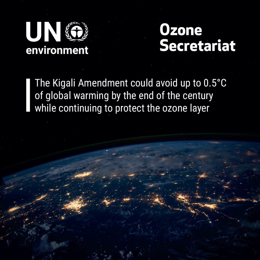 GaryLewisUN's tweet photo. "Key decisions made at the #MontrealProtocol #MOP30 meeting could double the climate benefits of the #KigaliAmendment to phase down HFCs," says @CCACoalition. There is hope to slow down #climatechange. https://t.co/V0m2B3FxJ7 https://t.co/qsgPBTmiYY