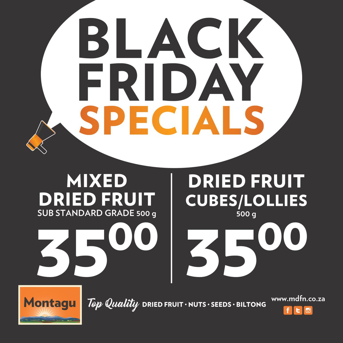 stbsquare's tweet photo. Black Friday special on at Montagu Dried Fruit &amp; Nuts at Stellenbosch Square! Special valid from Friday 23 November – Sunday 25 November. #Blackfriday #stellenbosch #montagu #stbsquare #stellenboschsquare https://t.co/pddBybab1E