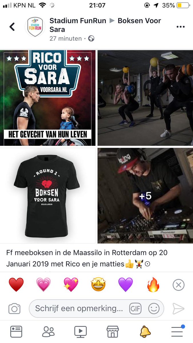 Ga je ook mee bokstraining ondergaan in de @Maassilo te <a href="/Sportstad/">Rotterdam Sport</a> op 20 januari en je in het zweet werken <a href="/VoorSara/">Stichting Voor Sara</a> . En zal Rico er zijn? boksenvoorsara.nl