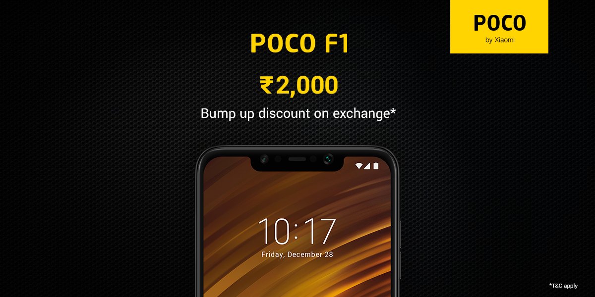 IndiaPOCO's tweet photo. #SwitchToSpeed. Dump the dumb phone and switch to #POCOF1 with additional ₹2,000 exchange value* only on @Flipkart. Limited period offer. *T&C apply.
Exchange now: https://t.co/JqAbLxvjf7 https://t.co/TxmuwgqQz7