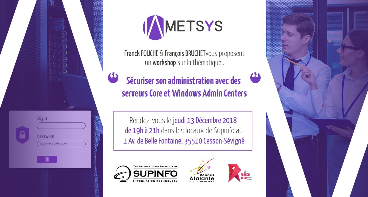 LucieLeBlouch's tweet photo. [Workshop animé par @geekdude16  et @FrBruchet ] – Savez-vous comment assurer la maintenance et la sécurité de vos infrastructures avec #WindowsServerCore

RDV le 13/12/2018 à 19h : locaux de @SUPINFO_Rennes 
Inscriptions ici : https://t.co/BfRiYGoUix 

#Microsoft #workshop https://t.co/C3I1r9CrYK