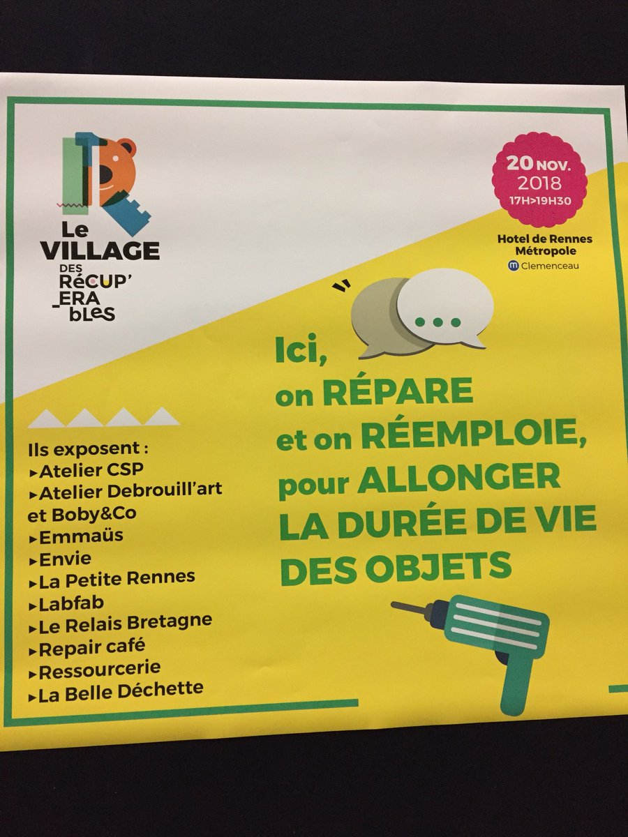 LabFabfr's tweet photo. Aujourd’hui , nous sommes partenaire du Village des RéCUP’_ERAbles à @metropolerennes Passez voir 🔧👍😊 https://t.co/qqmdTpy68l