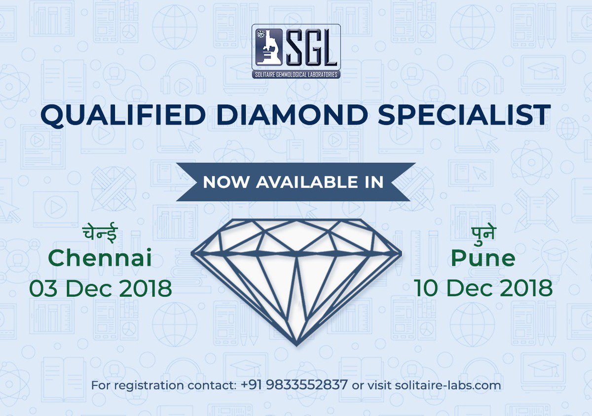 retailjwlrindia's tweet photo. SGL education now in Chennai and Pune! Enhance your knowledge, become a Qualified Diamond Specialist!! Enrol in for our first ever batch in Chennai.
#Diamond #Education #AtTheBackOfYourHand #DiamondGrading #LearnAtSGL #JewelleryGrading #Pricing
@SolitaireGemLab https://t.co/zYGIGEgisZ