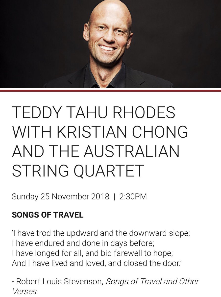 This Sunday Nov 25 I'm joining Teddy Tahu Rhodes & the @ASQuartet at Ukaria Cultural Centre #Adelaide for #Vaughan-Williams, #Finzi + #Mahler's #Rückertlieder, with some great #Celtic Songs! ukaria.com/events/1105