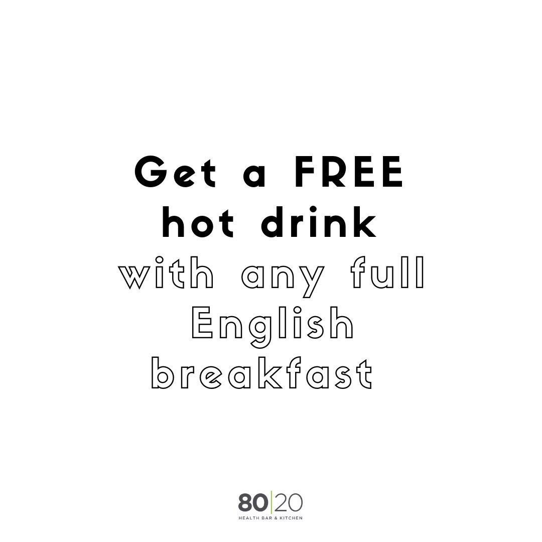 8020HealthBar's tweet photo. Fuel up for the day with a #FREE hot drink with any full English breakfast. This offer is only available today (8am - 4pm) so come get it while it’s hot 🔥 #bolton https://t.co/3SoRDxOyA1