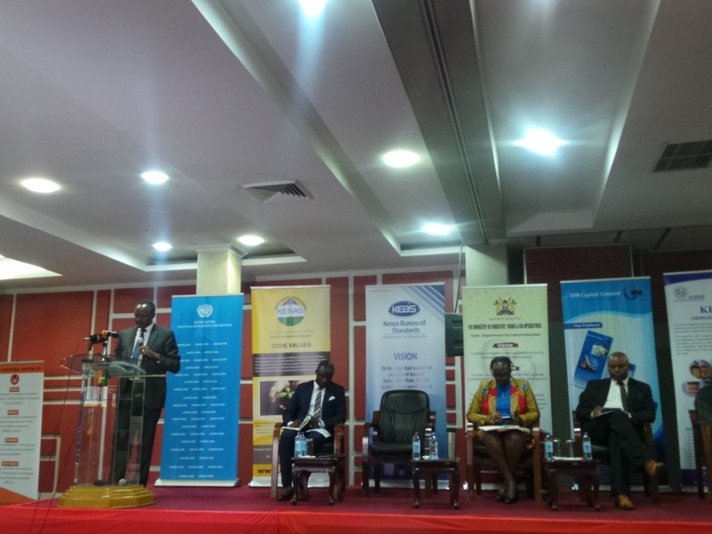 KAM_Kenya's tweet photo. "Africa Industrialization Day was established in 1989 to celebrate industrialization efforts in the continent." Mr. Emmanuel Kalenzi - UNIDO #Big4Agenda #MPA2018 #AfricaIndustrializationDay https://t.co/ZbeDhtzfnC