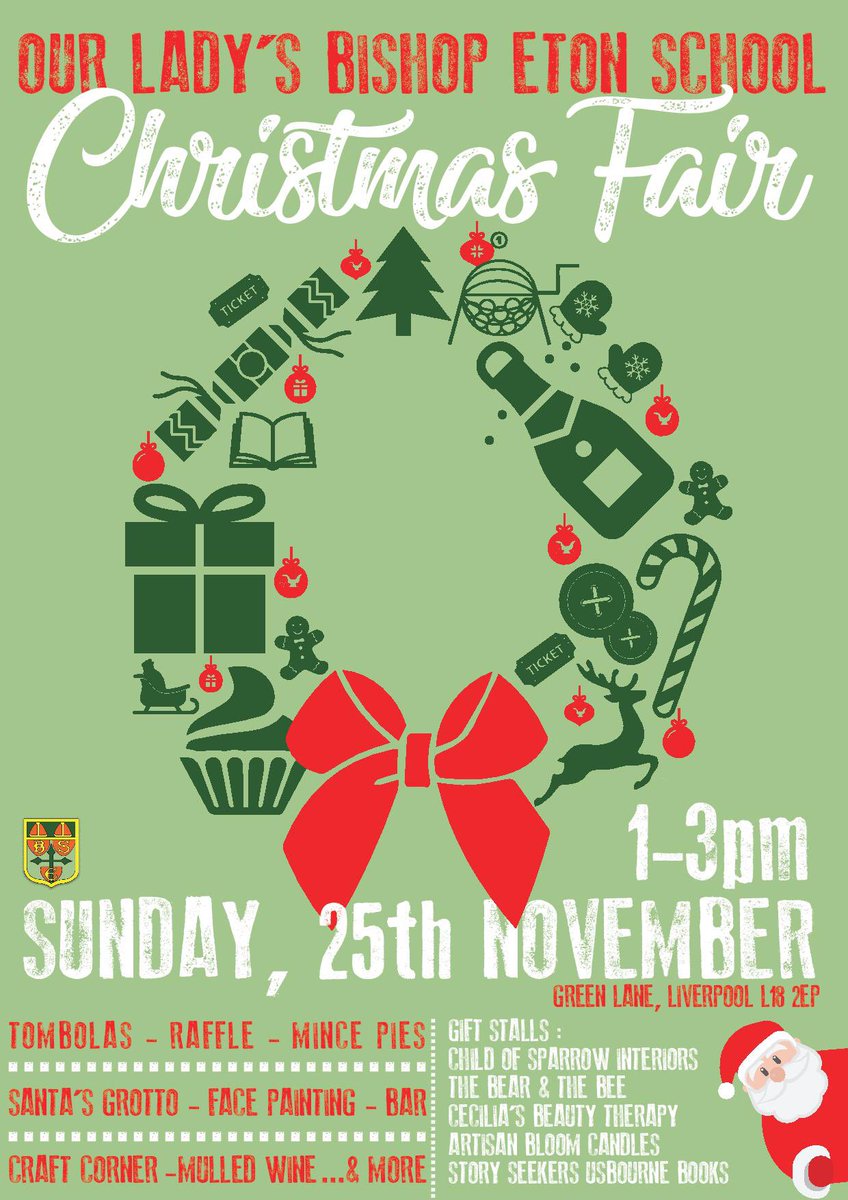 olbehsa's tweet photo. We hope you are ready for some Christmas fun!!! The countdown has begun............ #christmasfair #liverpool #OLBE #supportyourschool https://t.co/YXfcuvLq4x