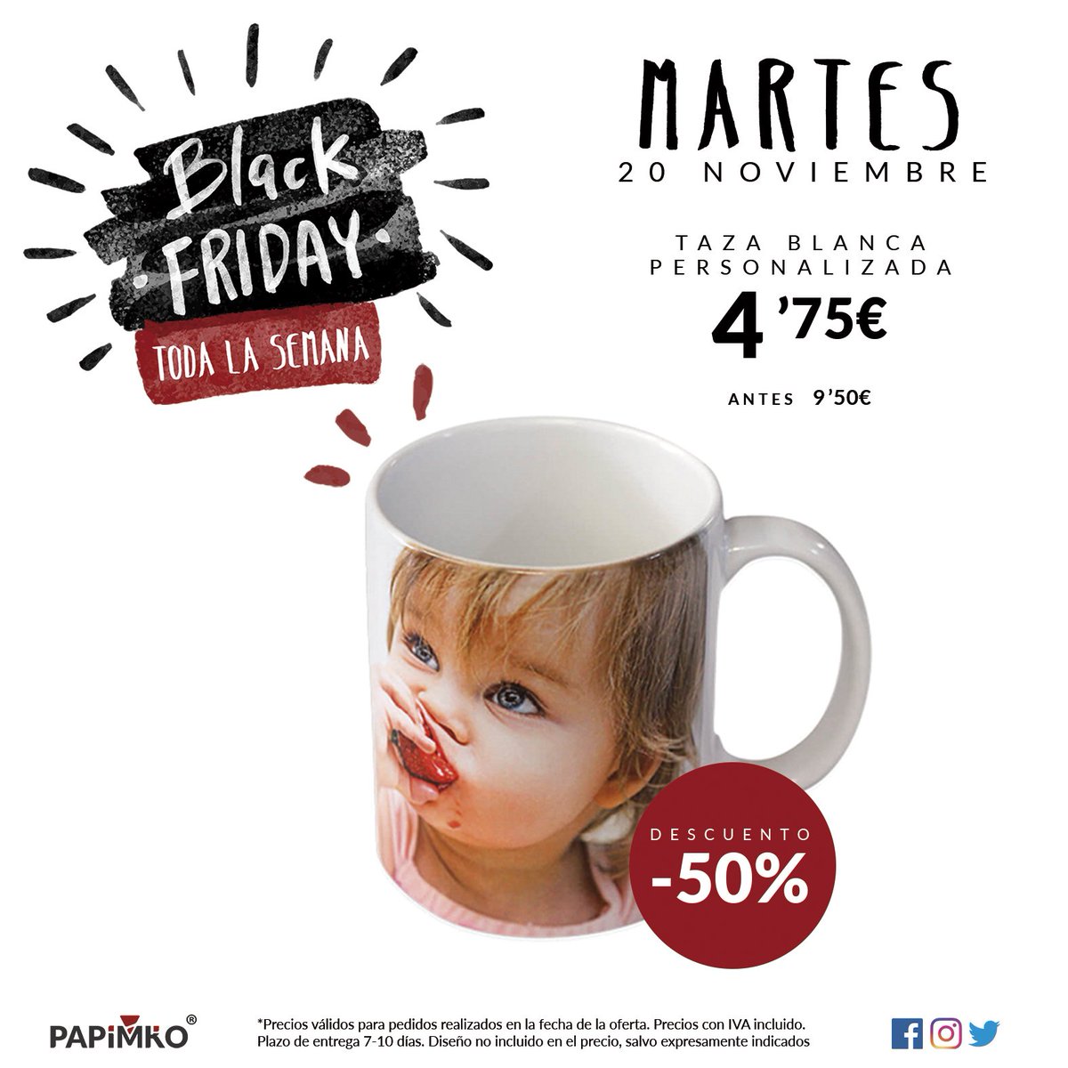 papimko's tweet photo. 🔻¡SOLO HOY! 🔻 #BLACKFRIDAY
👉 50% de DESCUENTO
Taza personalizada. Una idea genial para regalar en Navidad 🎅
Te esperamos en C/Calatrava 25 - Ciudad Real 
📞 926 925 924
https://t.co/3NK7cIoA59 #FelizMartes #DiaUniversalDelNiño https://t.co/Qb4AUUHjat