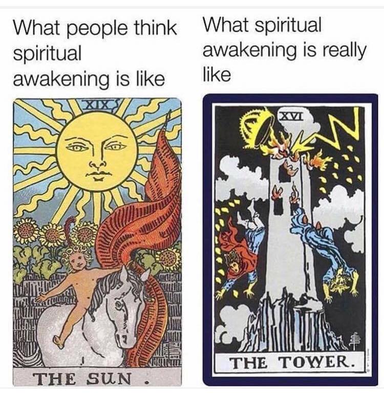MasterPsychic's tweet photo. What people think a spiritual awakening is like... #WakeUp #TarotCards #Spirit https://t.co/WRpo2DqlxR