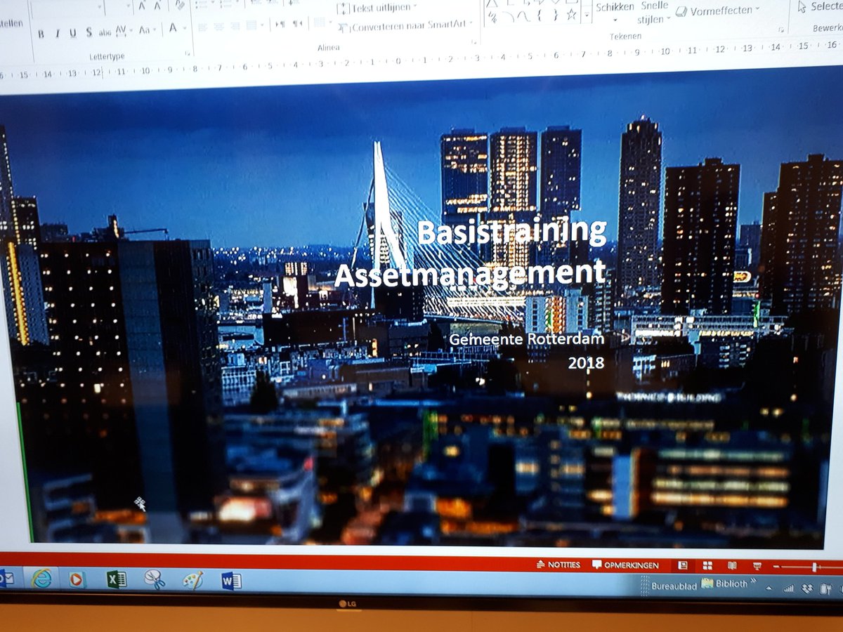 Vandaag basis training assetmanagement 
'Assets' zijn al onze objecten in de openbare buitenruimte  die een goed  gebruik van de stad   mogelijk maken. En die daarom van waarde zijn voor  de stad @rotterdam @SlimBeheer010