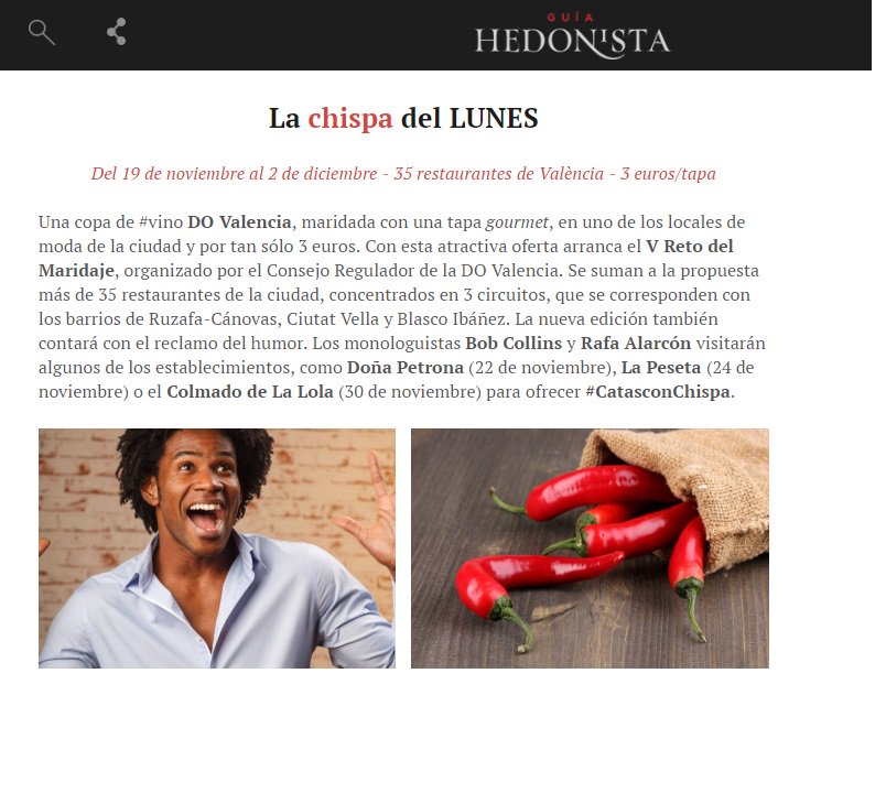 #FelizMartes, recuerda que ya está en marcha el 5º #RetoDelMaridaje y este año viene cargado de humor. Los cómicos #RobertoCollins y #RafaAlarcón nos divertirán con sus Catas con Chispa . Apúntate ya, ¡te esperamos! 😅🍷😅🍷bit.ly/2SX2Iqz