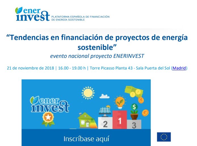 EsEnerInvest's tweet photo. Evento @EsEnerInvest: Mañana en Madrid. Integra la Entrega de Premios #ENERINVEST a mecanismos de financiación innovadora en energía sostenible y un Punto de asistencia personalizada a #Enerintool.
Inscripción: https://t.co/69BYJAHnLQ
@ESEFICIENCIA @Bioenergy_SPAIN@ERenovables https://t.co/mlNb5YPezx