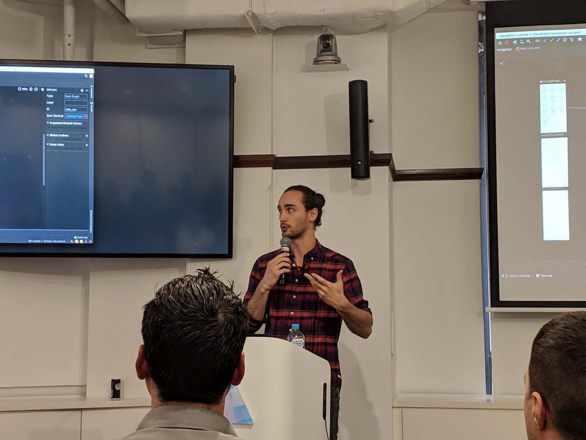 jtietema's tweet photo. Learning about navigation from @QuirijnGB at #androidsyd https://t.co/a25uQbz1pj
