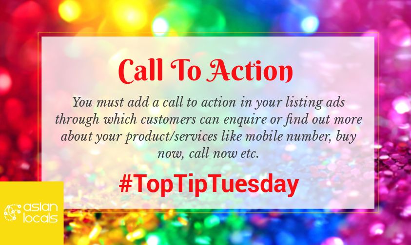 asianlocsis's tweet photo. TOP TIP TUESDAY!🌟👀

Having a good call to action is important in your #OnlineDirectory listings.👍

#ClassifiedAds #AsianLocals #TopTipTuesday #Aisan #promotion #OnlineDirectory #Ads #Marketing #SmallBz #Smallbusiness #entrepreneur #businessowner https://t.co/x0sQDccHuN