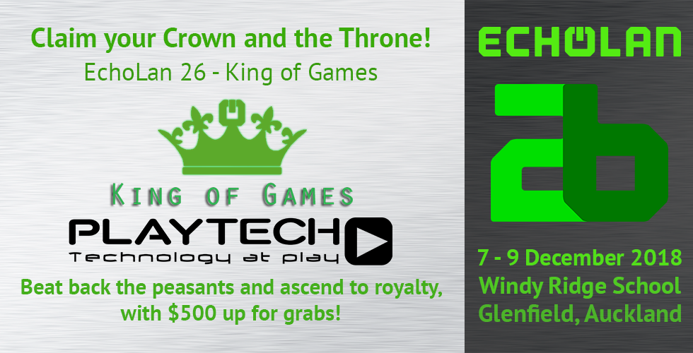 EchoLan's tweet photo. Whether your a professional at one game or an average Joe them all, you'll have equal chances to fight for the throne in the EchoLan Auckland 26 Playtech King of Games! There is $500 worth of vouchers to be earned as you fight for the throne. Sign up at https://t.co/FWuI6H4fvj https://t.co/7906i16tMq