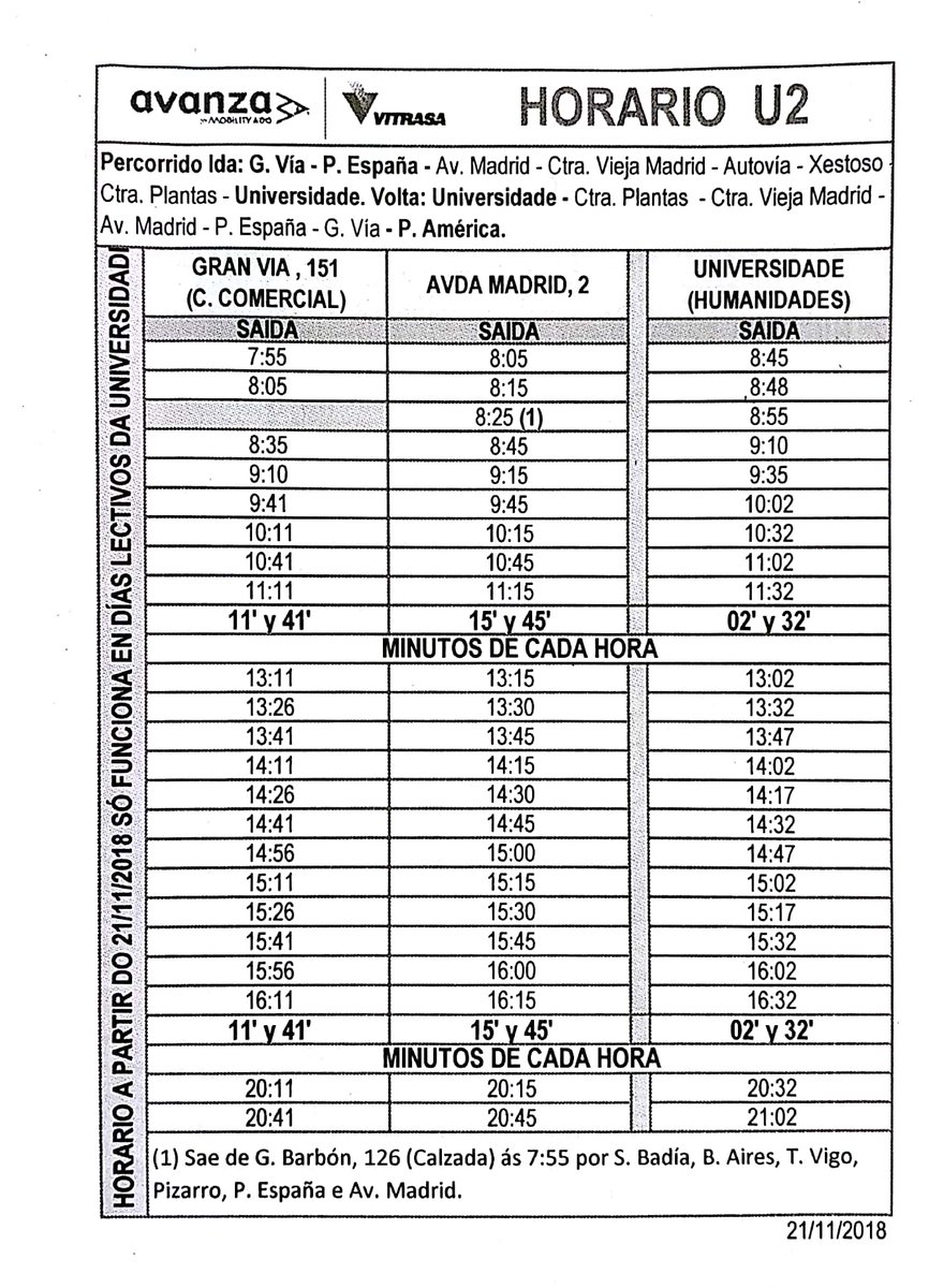 A partir de mañana cambian los horarios de algunos buses de subida al CUVI. <a href="/uvigo/">Universidade de Vigo</a> <a href="/H2040UVIGO/">H2040</a>