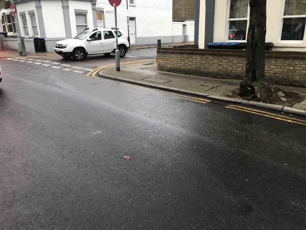 LondonDarkroom's tweet photo. @Brent_Council big diesel spill trail up college road from kensal green station. #thinkbike https://t.co/G9NxRmGVwd