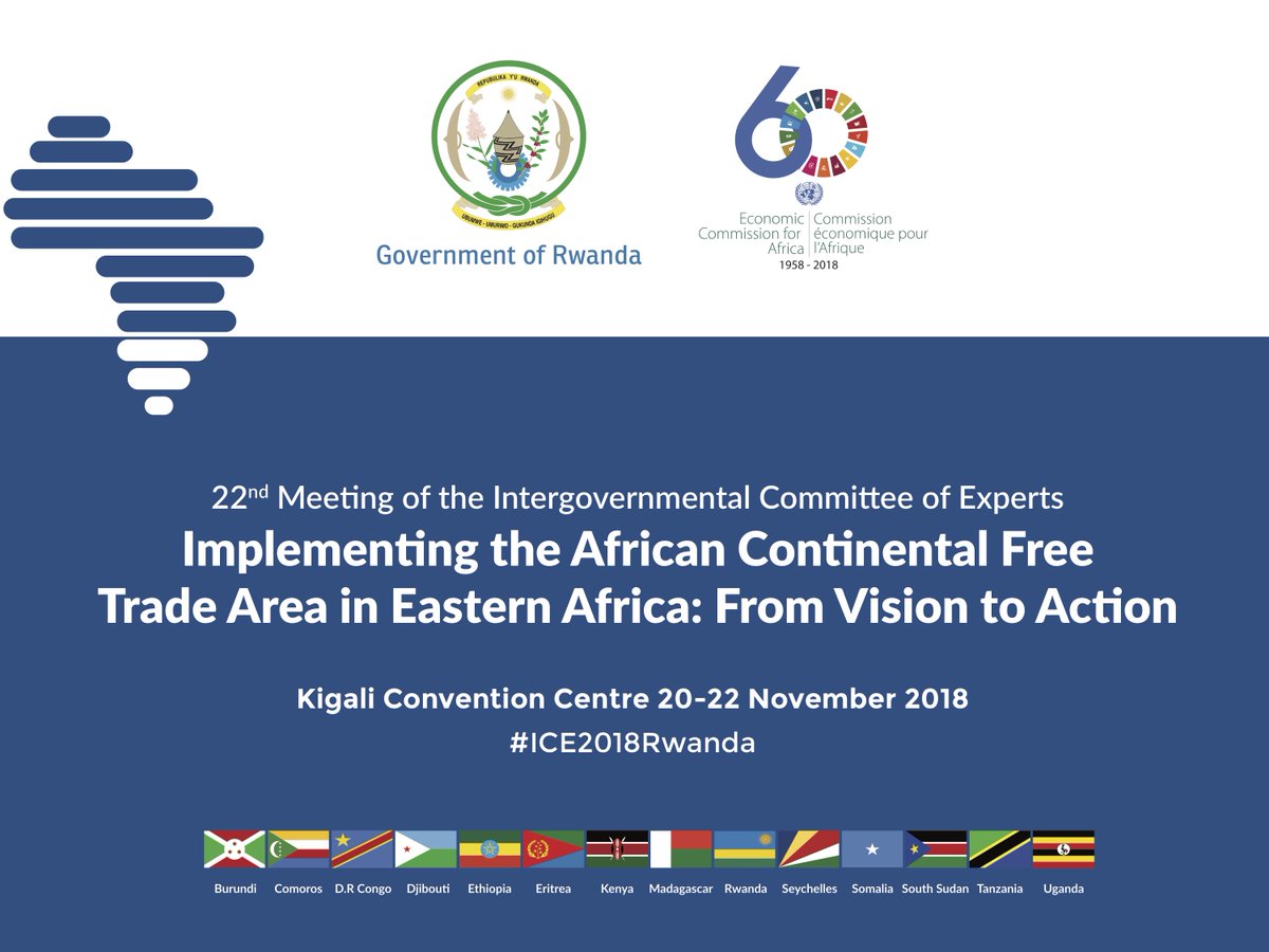 TradeMarkAfrica's tweet photo. Happening Now in #Kigali: 22nd Meeting of the Intergovernmental Committee of Experts #ICE2018Rwanda focusing on #AfCFTA implementation. @TradeMarkEastA is committed to working with governments to move #AfCFTA from vision to action. https://t.co/YQDvWpzds9 @ECA_SRO_EA https://t.co/3h9TlOiOxt