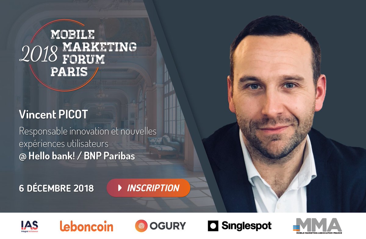 Responsable innovation et nouvelles expériences utilisateurs chez <a href="/Hellobank_fr/">Hello bank! France</a> et <a href="/BNPParibas/">BNP Paribas Group</a>, Vincent Picot interviendra au prochain Mobile Marketing Forum, qui se tiendra le 6 décembre prochain au Trianon, à Paris. #MMAFP. mmaforumparis.com/inscription/