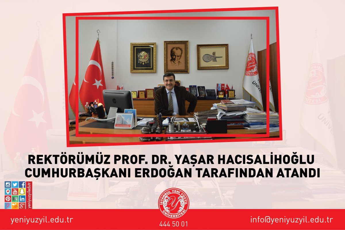 Yeni Yüzyıl Üniversitesi (@yeniyuzyiledutr) on Twitter photo Cumhurbaşkanı Recep Tayyip Erdoğan imzasıyla Resmi Gazete'de yayımlanan kararla, İstanbul Yeni Yüzyıl Üniversitesi Rektörlüğüne Prof. Dr. İlhan Yaşar Hacısalihoğlu atandı. Rektörümüzü gönülden tebrik eder, başarılı çalışmalarının devamını dileriz. <a href="/yhacisalihoglu/">Yaşar Hacısalihoğlu</a> Cumhurbaşkanı Recep Tayyip Erdoğan imzasıyla Resmi Gazete'de yayımlanan kararla, İstanbul Yeni Yüzyıl Üniversitesi Rektörlüğüne Prof. Dr. İlhan Yaşar Hacısalihoğlu atandı. Rektörümüzü gönülden tebrik eder, başarılı çalışmalarının devamını dileriz. <a href="/yhacisalihoglu/">Yaşar Hacısalihoğlu</a>